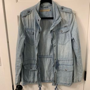 Light Wash Denim Tie Jacket